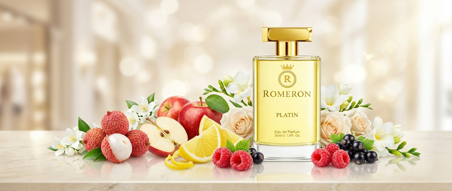 Nové vůně ROMERON PLATIN: citronová jiskra, šťavnaté jablko a zářivé liči
